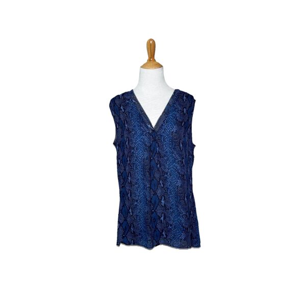 Banana Republic Blue sleeveless v neck Snakeskin Look Top Size medium Womens - Picture 1 of 7